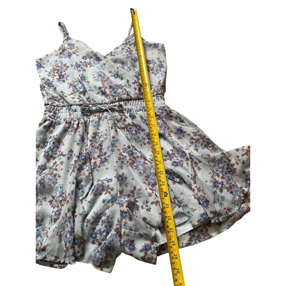 Trixxi Floral Print Romper - Surplice Neck, Drawstring Waist - Size S - Picture 12 of 13